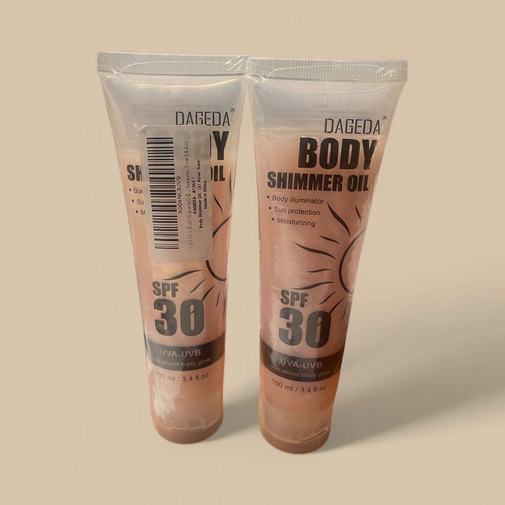 Dageda Rose Body Oil Shimmer SPF 30 Sun Shield Protection Face Body Glow 2-3.4oz